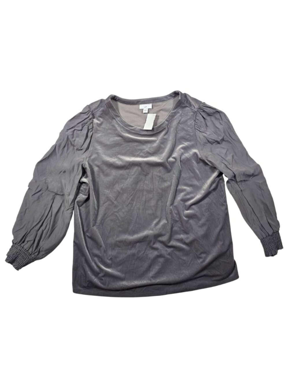J Jill XL Gray Media Blouse Puff Sleeve Smocked - Picture 4 of 10